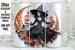Halloween Tumbler Wrap | Quilling Witch Tumbler Wrap | 3D Product Image 1