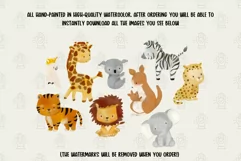 Watercolor, Jungle Animals, Safari, Lion, Giraffe, Elephant, Product Image 3