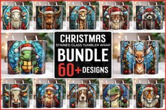 Stained Glass Christmas Tumbler Wrap Bundle | Christmas PNG Product Image 1