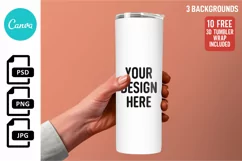 Hand Holding Skinny Tumbler Mockup | Canva Compatible Product Image 1