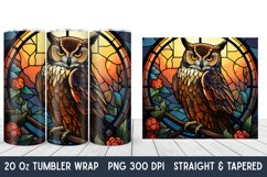 Owl Stained Glass Tumbler Wrap | Tumbler Wrap | Sublimation Product Image 1