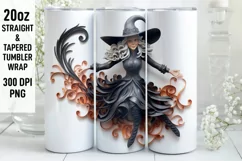 Halloween Tumbler Wrap | Quilling Witch Tumbler Wrap | 3D Product Image 1