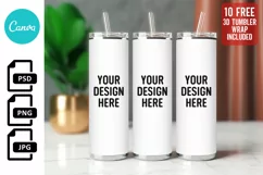 Skinny Tumbler Mockup | Canva Compatible | Craft Mockup Product Image 1