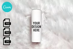 Sublimation Tumbler Mockup | White Fur Background Product Image 1