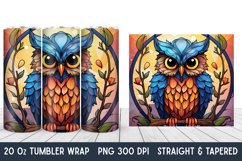 Owl Stained Glass Tumbler Wrap | Tumbler Wrap | Sublimation Product Image 1