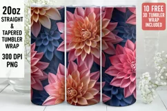 3D Flower Tumbler Wrap | 3D Tumbler wrap | 3d Sublimation Product Image 1