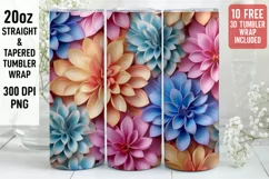 3D Flower Tumbler Wrap | 3D Tumbler wrap | 3d Sublimation Product Image 1