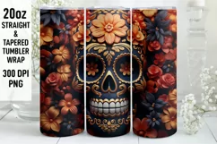 Halloween Tumbler Wrap | Halloween Skull | Halloween PNG Product Image 1