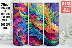 3D Colorful Dragon Tumbler Wrap | Skinny Tumbler wrap Design Product Image 1