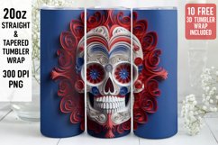 3D Skull Tumbler Wrap | 3D Patriotic Tumbler | 3D Product Image 1