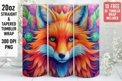 Colorful Fox Tumbler Wrap | Skinny Tumbler wrap Design Product Image 1