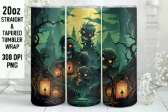 Halloween Tumbler Wrap | Halloween Zombies | Halloween PNG Product Image 1