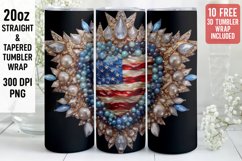 3D Jewels and crystals Tumbler Wrap | 3D Patriotic Tumbler Product Image 1
