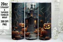 Halloween Tumbler Wrap | Halloween Hunted House | Halloween Product Image 1