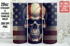 3D Skull Tumbler Wrap | 3D Patriotic Tumbler Wrap Product Image 1
