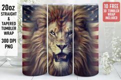 3D Lion Tumbler Wrap | 3D Patriotic Tumbler Wrap Product Image 1