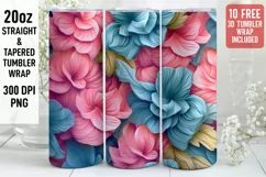 3D Flower Tumbler Wrap | 3D Tumbler wrap | 3d Sublimation Product Image 1