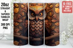 3D Owl Tumbler | 20oz Skinny Tumbler Sublimation Design Product Image 1