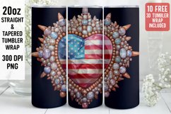 3D Jewels and crystals Tumbler Wrap | 3D Patriotic Tumbler Product Image 1