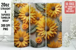 3D Flower Tumbler Wrap | 3D Tumbler wrap | 3d Sublimation Product Image 1