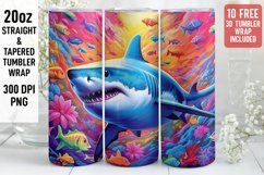 3D Shark Tumbler wrap | Tumbler Sublimation Wrap Design Product Image 1