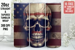 3D Skull Tumbler Wrap | 3D Patriotic Tumbler Wrap Product Image 1