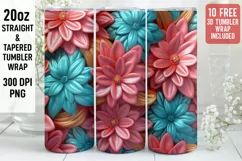 3D Flower Tumbler Wrap | 3D Tumbler wrap | 3d Sublimation Product Image 1