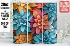 3D Flower Tumbler Wrap | 3D Tumbler wrap | 3d Sublimation Product Image 1