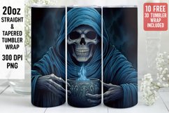 Skull Tumbler Wrap | 20oz Skinny Tumbler Sublimation Design Product Image 1