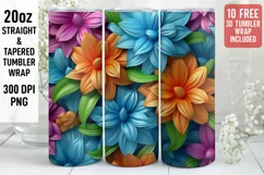 3D Flower Tumbler Wrap | 3D Tumbler wrap | 3d Sublimation Product Image 1