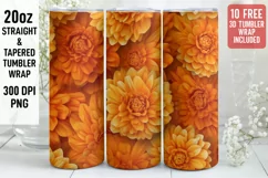 3D Flower Tumbler Wrap | 3D Tumbler wrap | 3d Sublimation Product Image 1