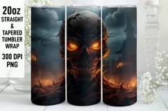 Halloween Tumbler Wrap | Halloween Skull | Halloween PNG Product Image 1