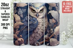 Owl Floral Tumbler Wrap | Skinny Tumbler Wrap Product Image 1
