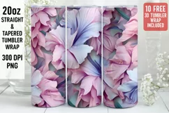 3D Flower Tumbler Wrap | 3D Tumbler wrap | 3d Sublimation Product Image 1