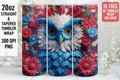 3D Owl Tumbler Wrap | 3D Tumbler wrap | 3d Sublimation Product Image 1