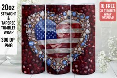 3D Jewels and crystals Tumbler Wrap | 3D Patriotic Tumbler Product Image 1