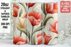 3D Flower Tumbler Wrap | 3D Tumbler wrap | 3d Sublimation Product Image 1