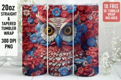 3D Owl Tumbler Wrap | 3D Tumbler wrap | 3d Sublimation Product Image 1