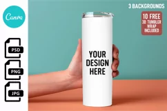 Hand Holding Skinny Tumbler Mockup | Canva Compatible Product Image 1