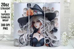 Halloween Tumbler Wrap | Quilling Witch Tumbler Wrap | 3D Product Image 1