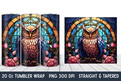 Owl Stained Glass Tumbler Wrap | Tumbler Wrap | Sublimation Product Image 1