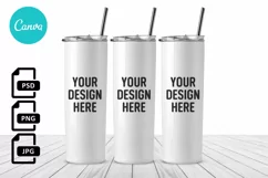 20oz Skinny Tumbler Mockup Full wrap| full view wrap mockup Product Image 1