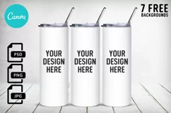 20oz Skinny Tumbler Mockup Full wrap| Full view wrap mockup Product Image 1