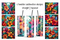 Tropical flower tumbler Stained glass tumbler wrap summer Product Image 1