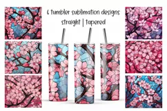 Cherry blossom skinny tumbler sublimation designs PNG Product Image 1