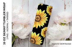 Sunflower Tumbler Sublimation Design on Black, Tumbler Wrap Product Image 2