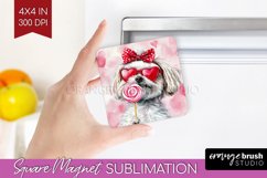 Maltese Valentine Magnet Sublimation Valentines Day Square Product Image 1