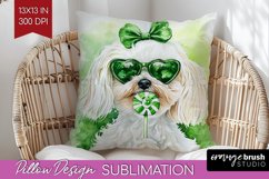 Maltese St. Patricks Day Dog Pillow Sublimation Dog Pillow Product Image 1