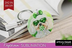 Maltese St. Patricks Day Dog Keychain PNG Dog Keychain Product Image 1