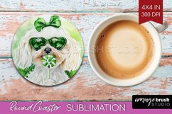 Maltese St. Patricks Day Dog Round Coaster Dog Coaster PNG Product Image 1